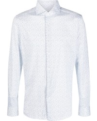weißes bedrucktes Langarmhemd von Corneliani