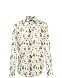 weißes bedrucktes Langarmhemd von Dolce & Gabbana