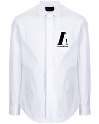 weißes bedrucktes Langarmhemd von Emporio Armani
