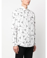 weißes bedrucktes Langarmhemd von Karl Lagerfeld