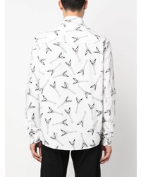 weißes bedrucktes Langarmhemd von Karl Lagerfeld