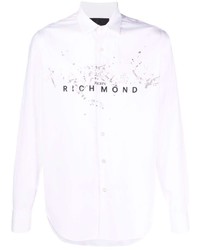 weißes bedrucktes Langarmhemd von John Richmond