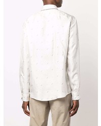 weißes bedrucktes Langarmhemd von Fendi