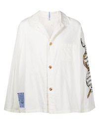 weißes bedrucktes Langarmhemd von McQ