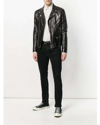 weißes bedrucktes Langarmhemd von Saint Laurent