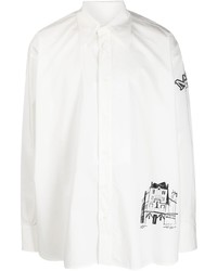 weißes bedrucktes Langarmhemd von MM6 MAISON MARGIELA