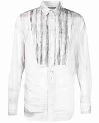 weißes bedrucktes Langarmhemd von Moschino