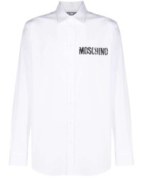weißes bedrucktes Langarmhemd von Moschino