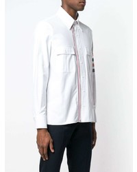 weißes bedrucktes Langarmhemd von Thom Browne