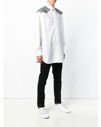 weißes bedrucktes Langarmhemd von Raf Simons X Fred Perry