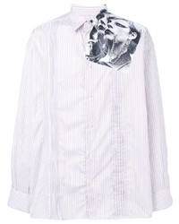 weißes bedrucktes Langarmhemd von Raf Simons