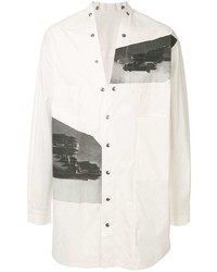weißes bedrucktes Langarmhemd von Rick Owens