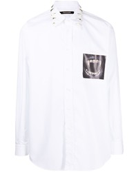 weißes bedrucktes Langarmhemd von Roberto Cavalli