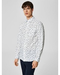 weißes bedrucktes Langarmhemd von Selected Homme