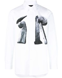 weißes bedrucktes Langarmhemd von Simone Rocha