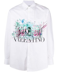 weißes bedrucktes Langarmhemd von Valentino