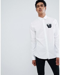 weißes bedrucktes Langarmhemd von Versace Jeans