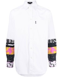 weißes bedrucktes Langarmhemd von Versace