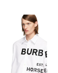 weißes bedrucktes Langarmhemd von Burberry