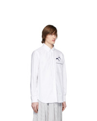 weißes bedrucktes Langarmhemd von Thom Browne