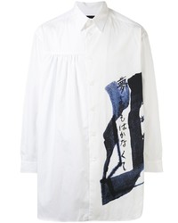 weißes bedrucktes Langarmhemd von Yohji Yamamoto