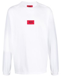 weißes bedrucktes Langarmshirt von 424