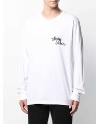 weißes bedrucktes Langarmshirt von Stussy