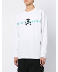 weißes bedrucktes Langarmshirt von AAPE BY A BATHING APE