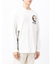 weißes bedrucktes Langarmshirt von AAPE BY A BATHING APE