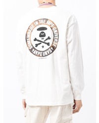 weißes bedrucktes Langarmshirt von AAPE BY A BATHING APE