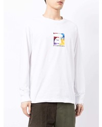 weißes bedrucktes Langarmshirt von AAPE BY A BATHING APE