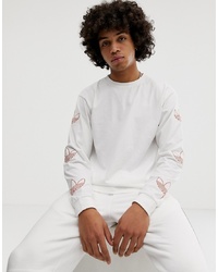 weißes bedrucktes Langarmshirt von adidas Originals