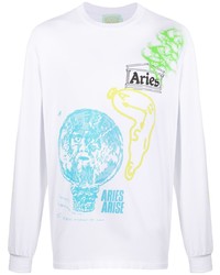 weißes bedrucktes Langarmshirt von Aries