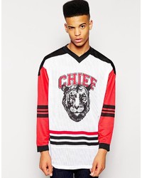 weißes bedrucktes Langarmshirt von Asos