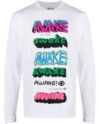 weißes bedrucktes Langarmshirt von Awake NY