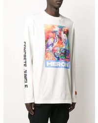 weißes bedrucktes Langarmshirt von Heron Preston