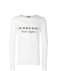 weißes bedrucktes Langarmshirt von Burberry