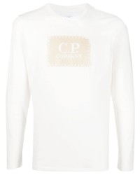 weißes bedrucktes Langarmshirt von C.P. Company