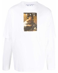 weißes bedrucktes Langarmshirt von Off-White