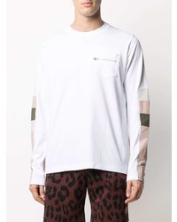 weißes bedrucktes Langarmshirt von Sacai