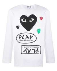 weißes bedrucktes Langarmshirt von Comme Des Garcons Play