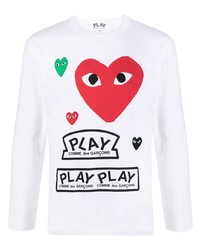 weißes bedrucktes Langarmshirt von Comme Des Garcons Play