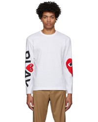 weißes bedrucktes Langarmshirt von Comme Des Garcons Play