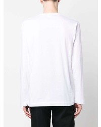 weißes bedrucktes Langarmshirt von Comme Des Garcons Homme Plus