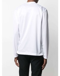 weißes bedrucktes Langarmshirt von Comme Des Garcons Homme Plus