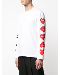 weißes bedrucktes Langarmshirt von Comme Des Garcons Play