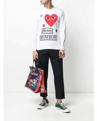 weißes bedrucktes Langarmshirt von Comme Des Garcons Play