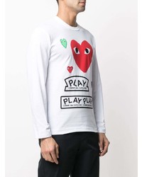 weißes bedrucktes Langarmshirt von Comme Des Garcons Play