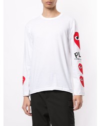 weißes bedrucktes Langarmshirt von Comme Des Garcons Play