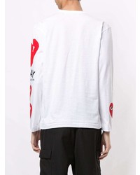 weißes bedrucktes Langarmshirt von Comme Des Garcons Play